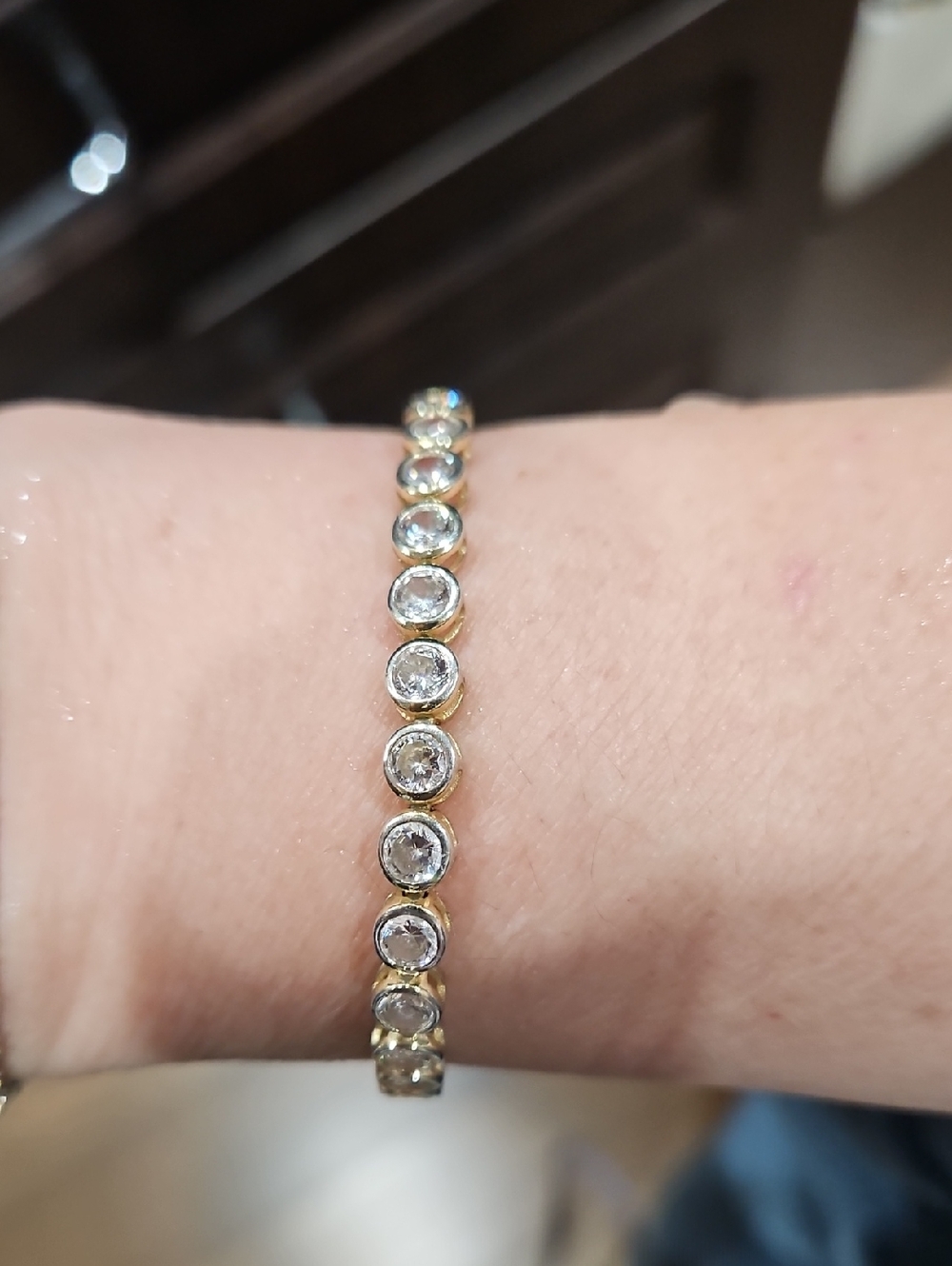 Gold-Tone Clear Crystal Station Bracelet - Women Jewelry